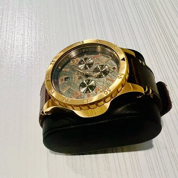 Nixon Rose Gold and Brown Leather Chronograph Watch 48-20 - Picture 6 of 8